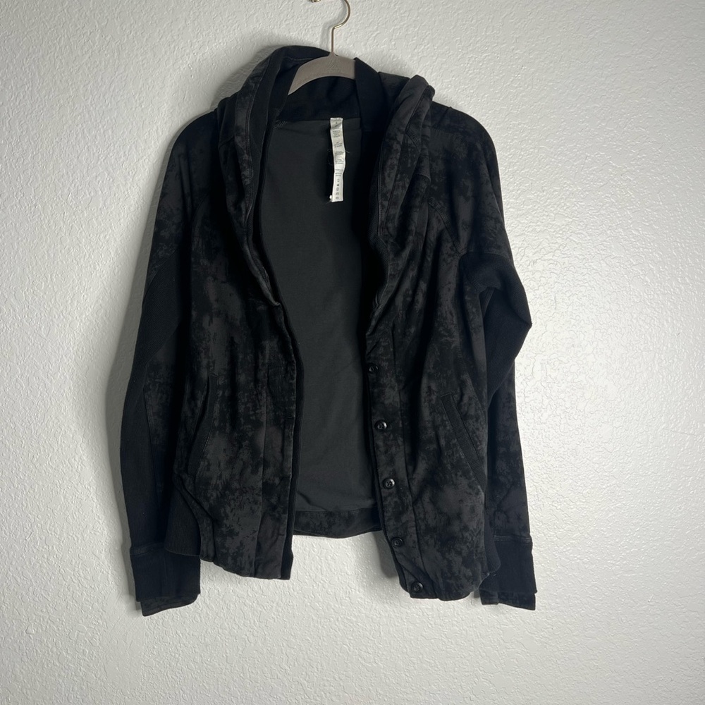 Lululemon To Class Jacket Black and Grey Tie Dye Size 6